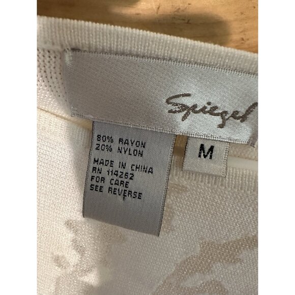 VTG Spiegel Woman Medium white kimono sleeve sweater mesh corral pattern - Picture 5 of 8